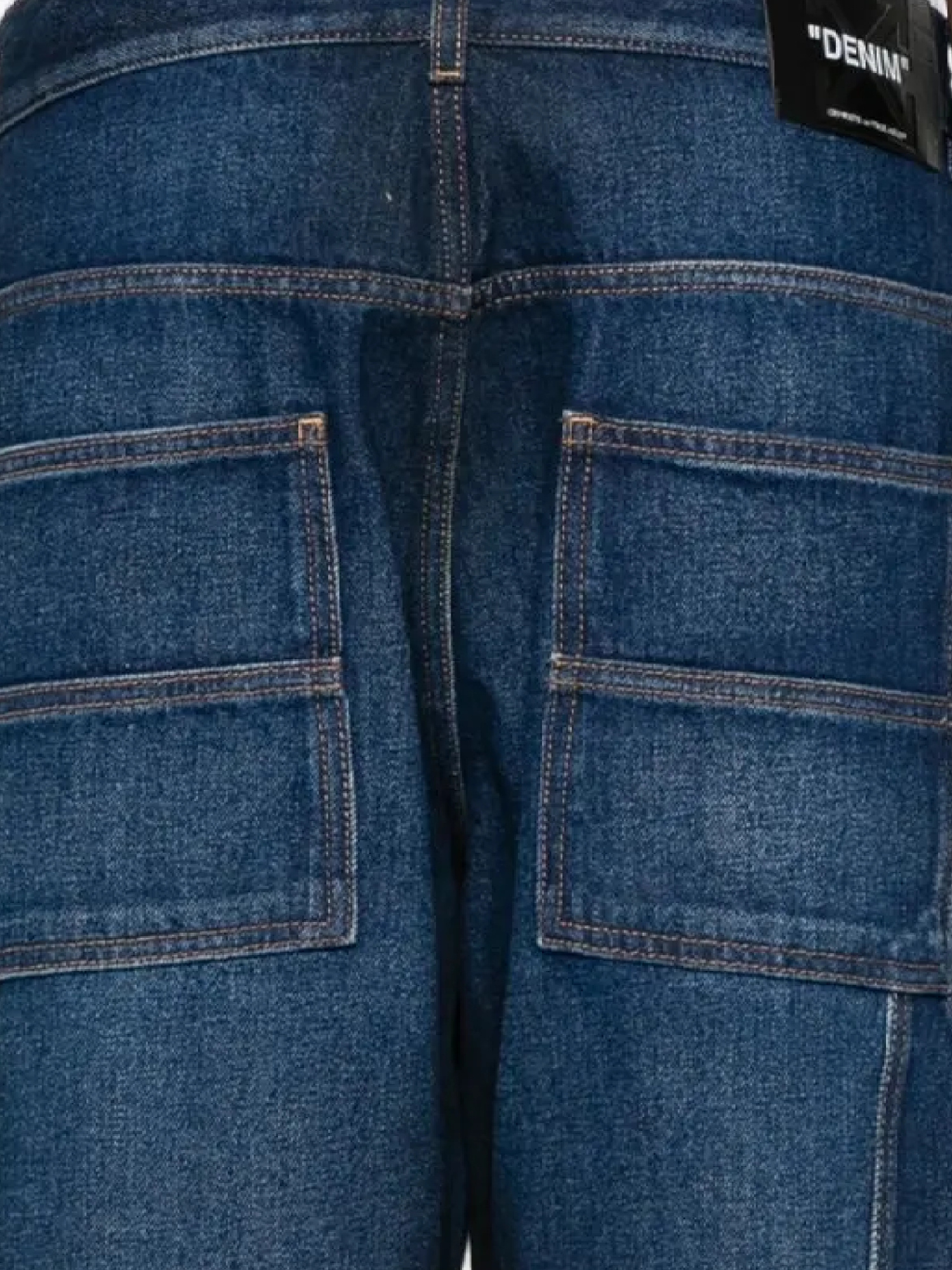 Off-white Panelled Cotton Jeans In Blue