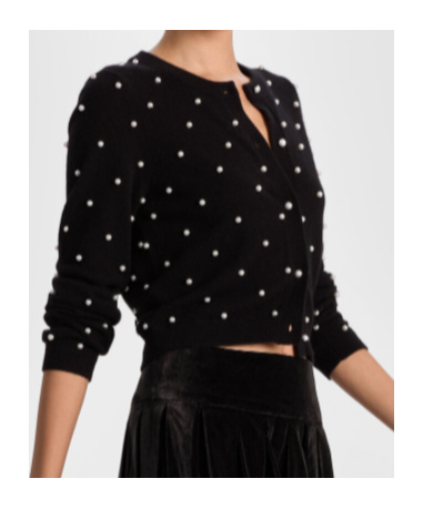 Alice And Olivia Embellished Cardigan In Black