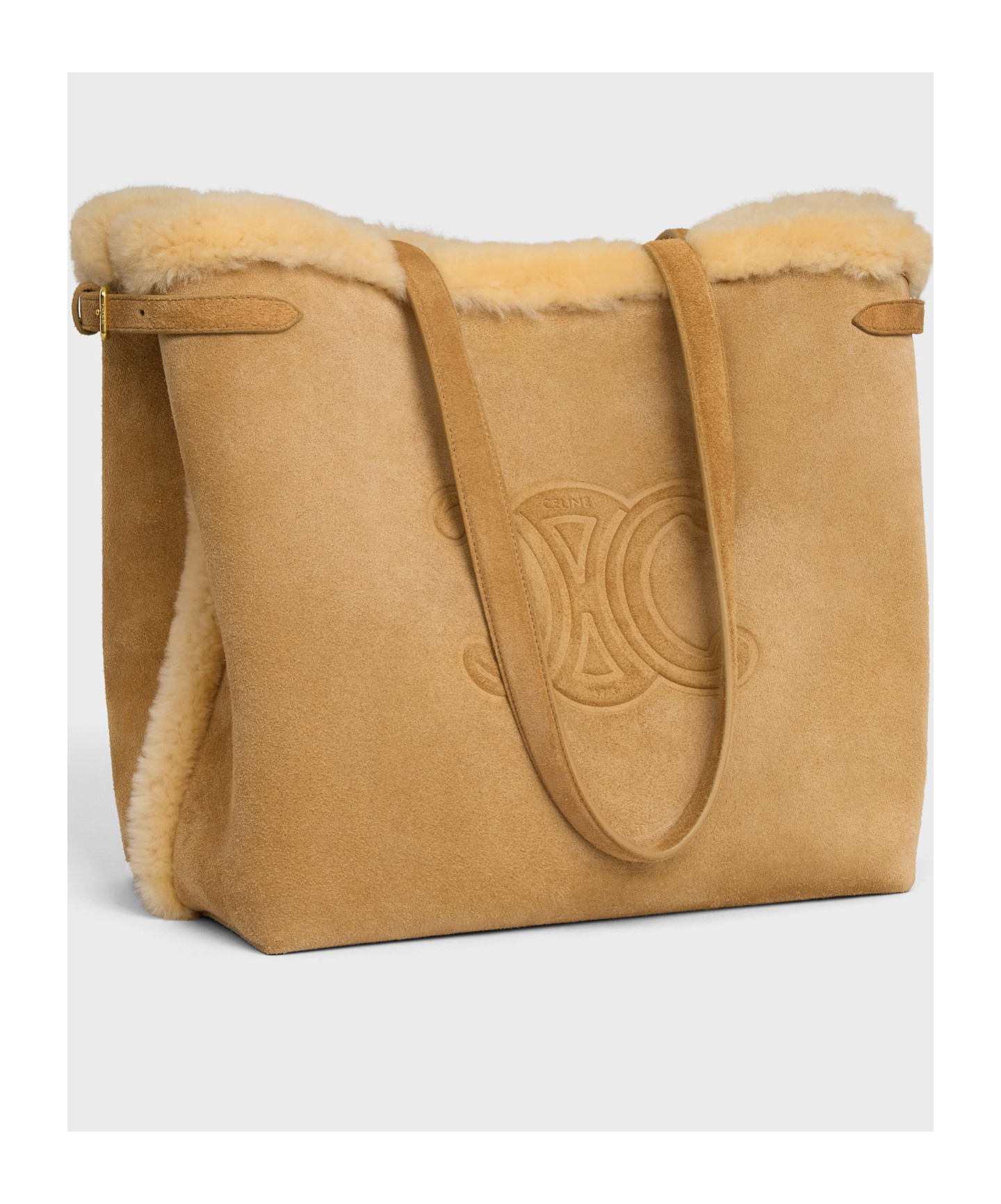 Celine Logo Shoulder Bag In Natural