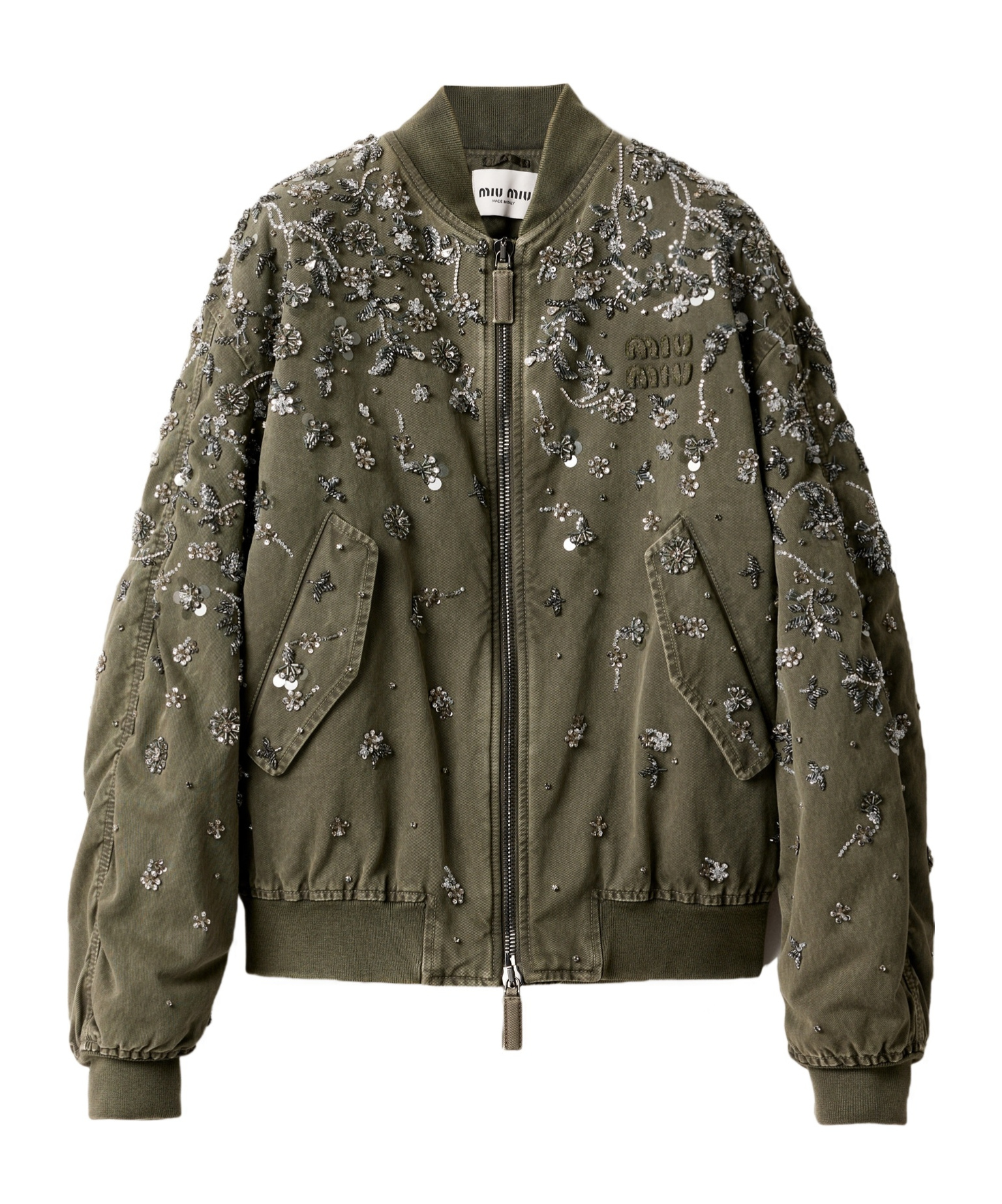 Miu Miu Long-sleeved Pilot Jacket In Green
