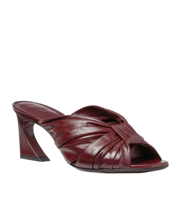 Fendi Arco Burgundy Nappa Leather High-heeled Slides In Red