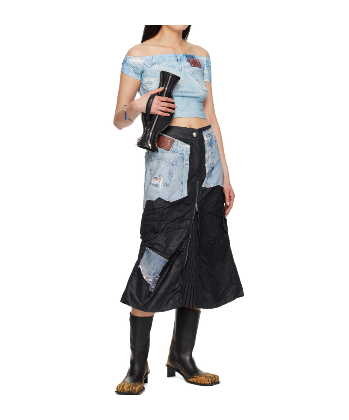 Andersson Bell Coated Midi Skirt In Navy Blue