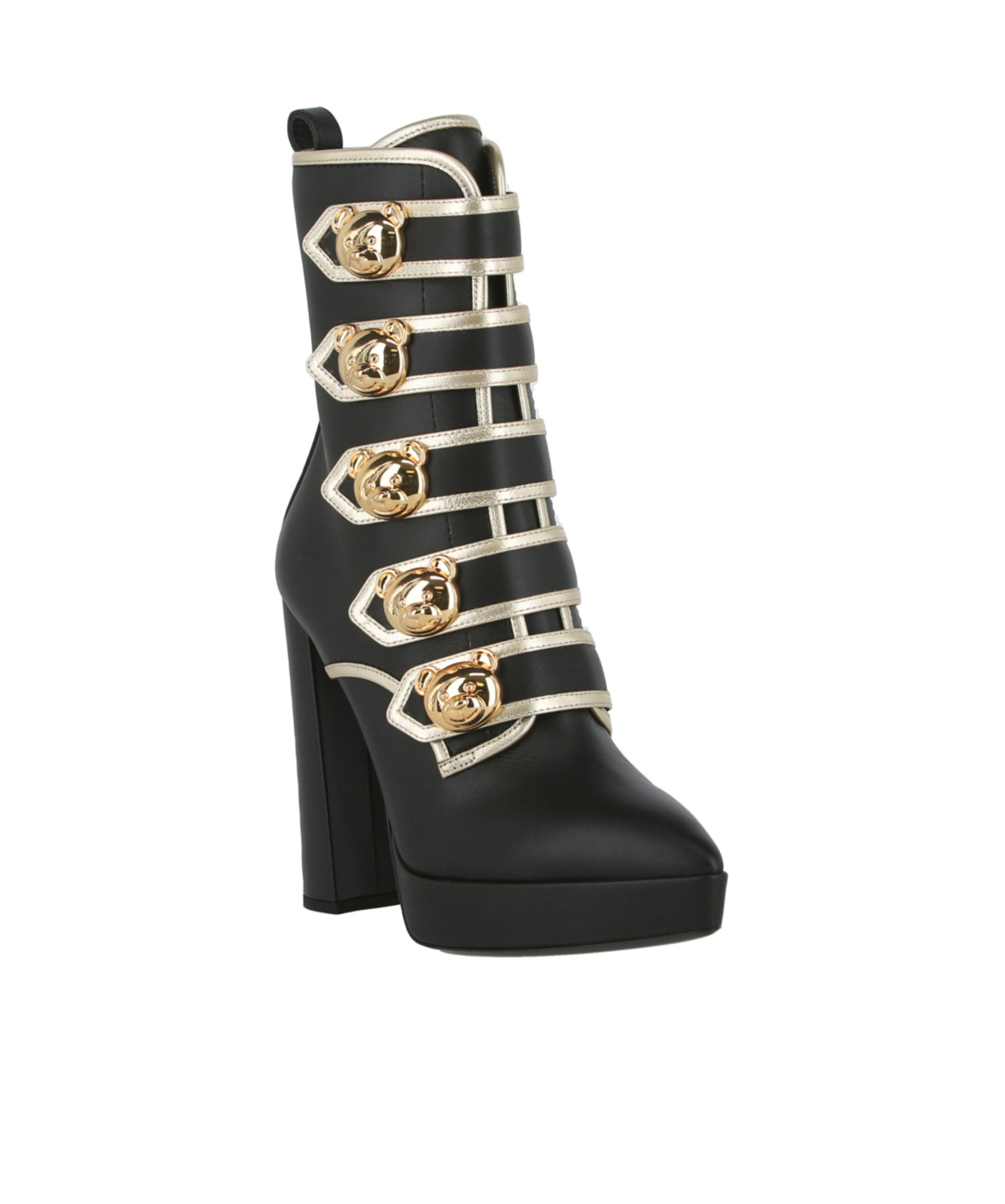 Moschino Teddy Bear Button-detail Leather Boots In Black