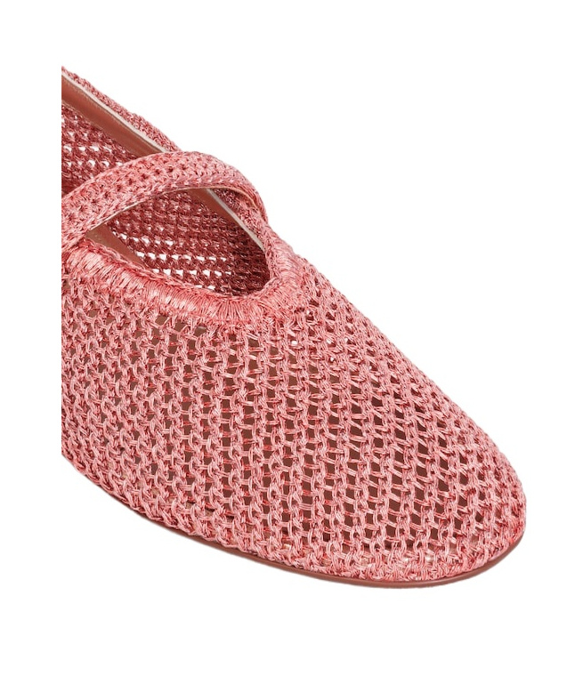 Alaïa Womens Azzedine Alaia Buckled-strap Crochet Ballet Flats In Pink