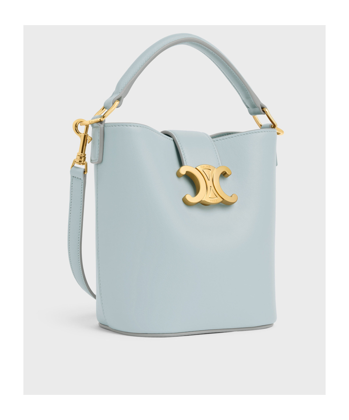 Celine Letter Detail Bucket Bag In Gray