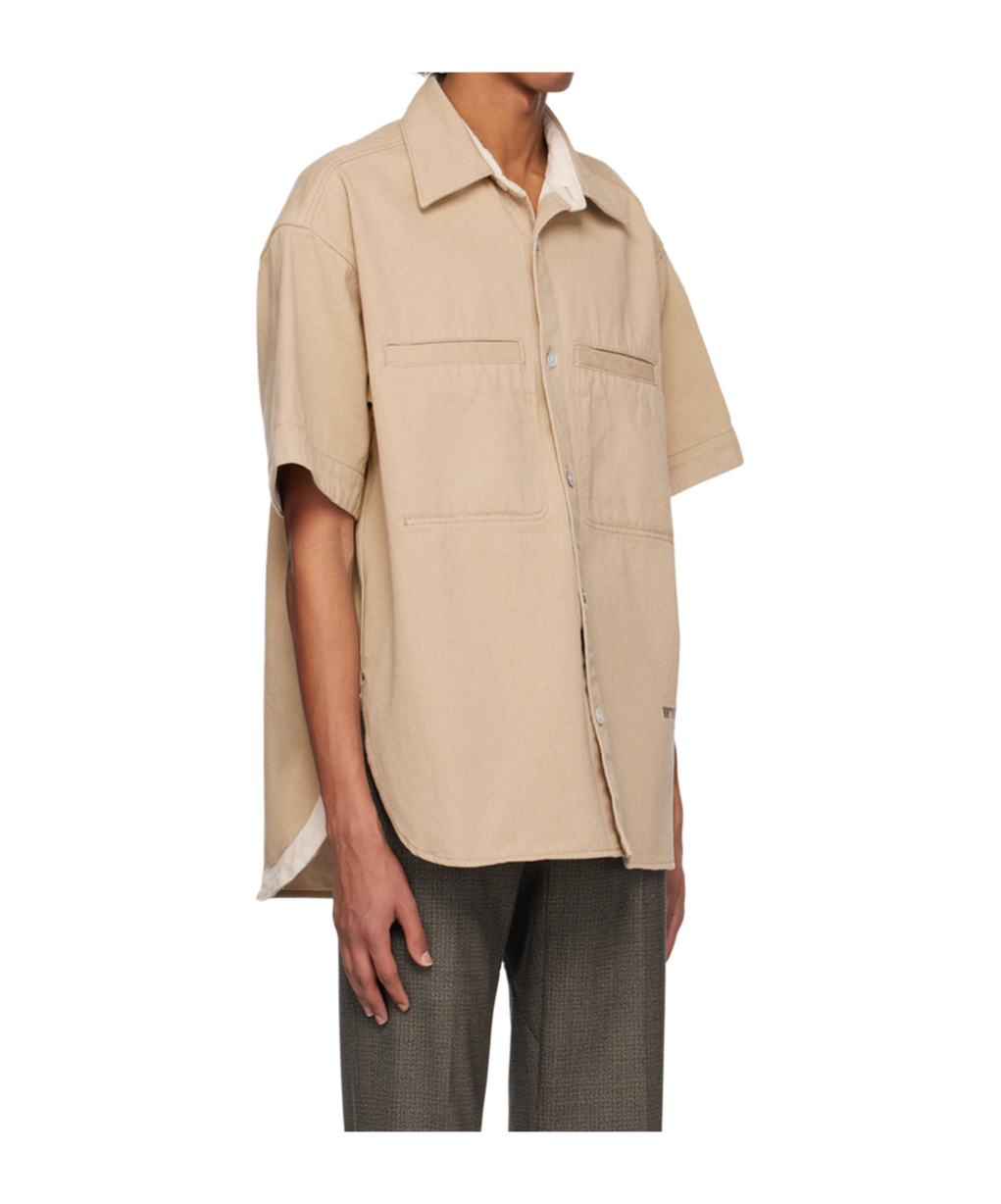 Wooyoungmi Lapel Short-sleeved Shirt In Nude
