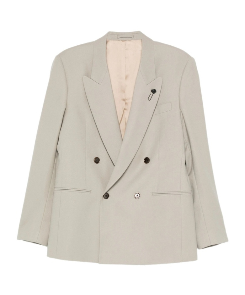 Lardini Double-breasted Blazer In Gray