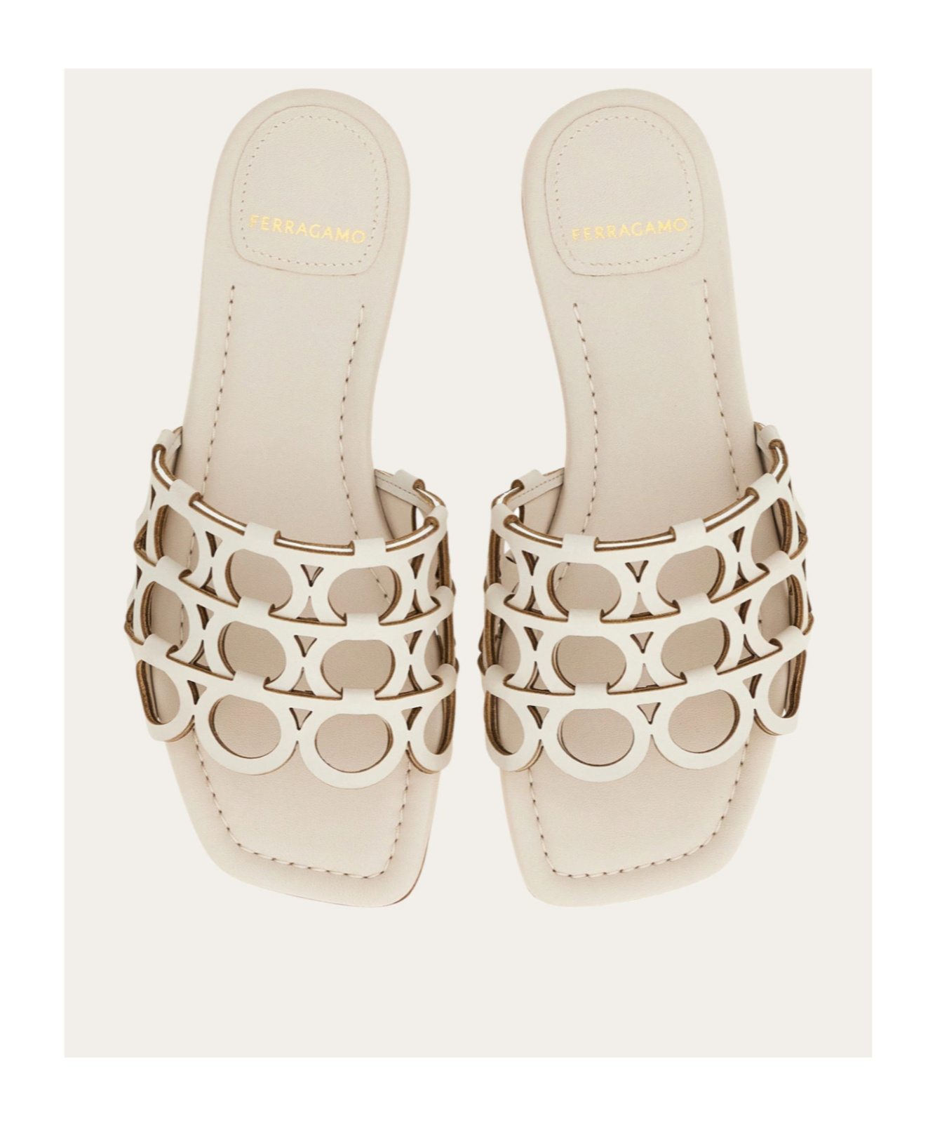 Ferragamo Hollow Sandals In Neutral