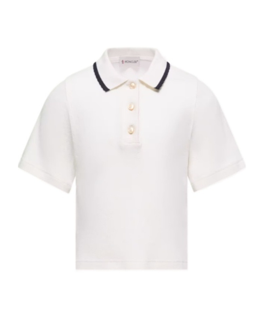 Moncler Cotton Polo Shirt In White