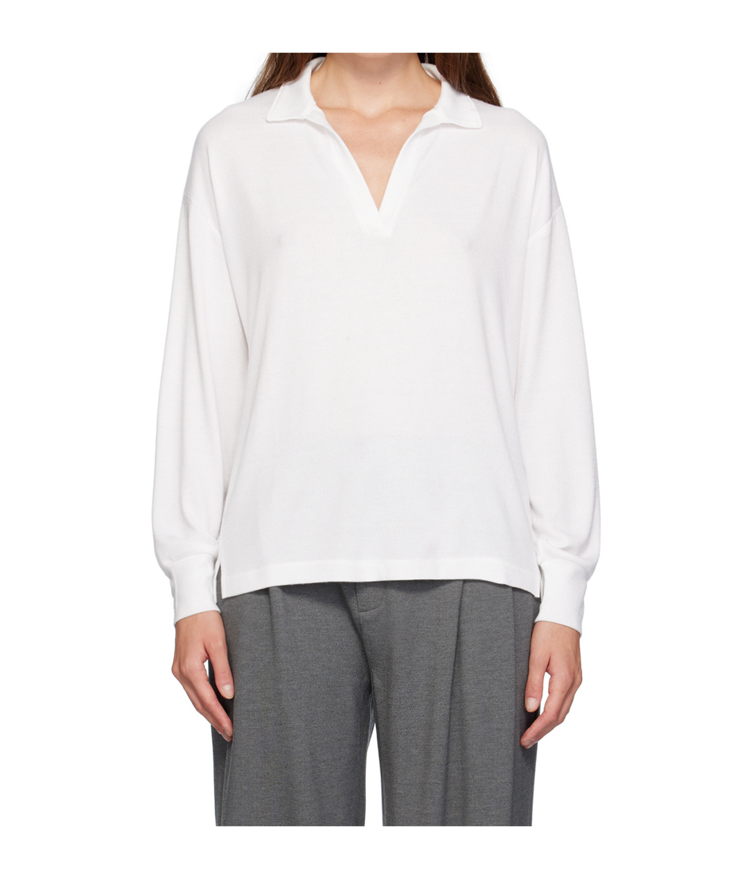 Rag & Bone V-neck Long-sleeved Polo Shirt In White