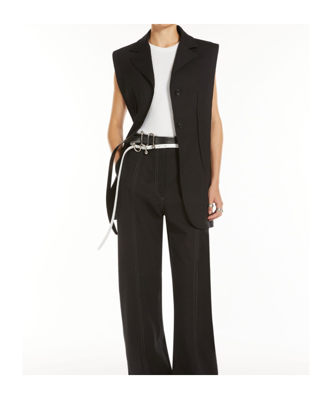 Sportmax Sleeveless Stretch Wool Blazer Minidress In Black