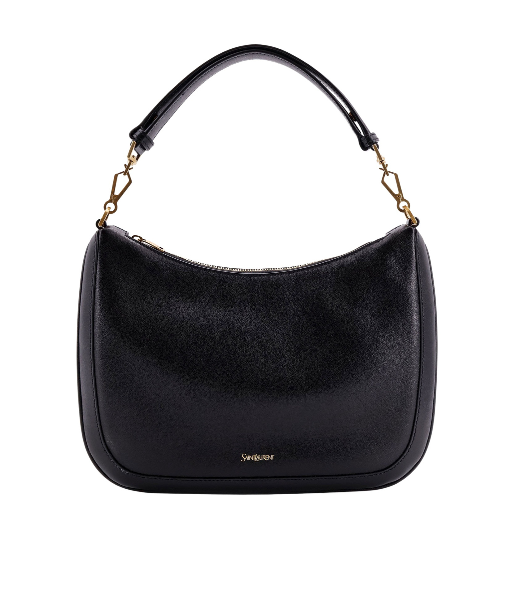 Saint Laurent Logo-plaque Leather Tote Bag In Black
