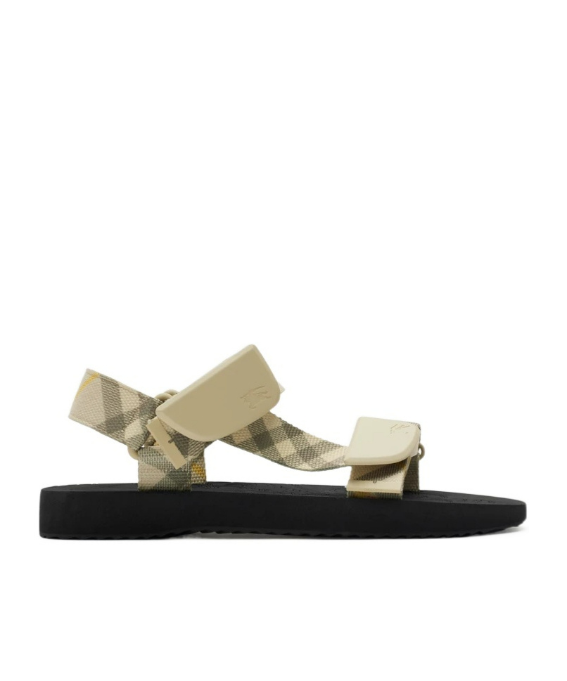 Burberry Check Trek Double-strap Sandals In Black