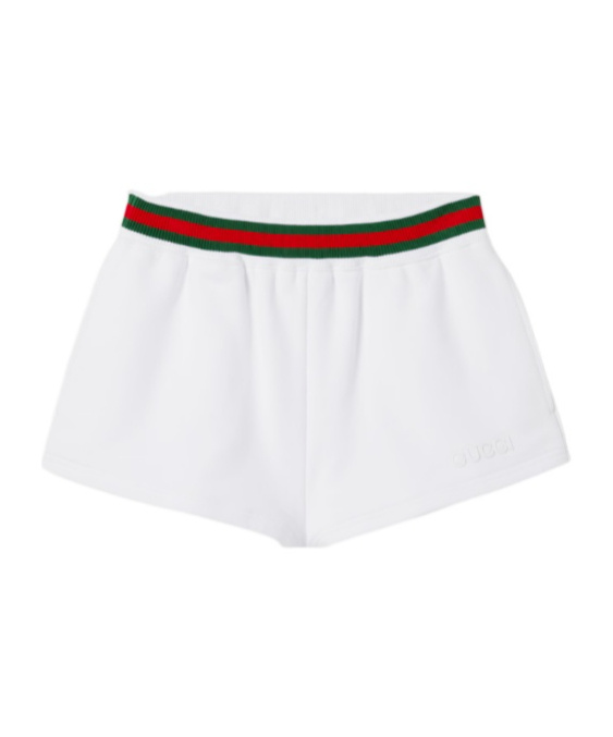 Gucci Cotton Jersey Shorts With Web In White
