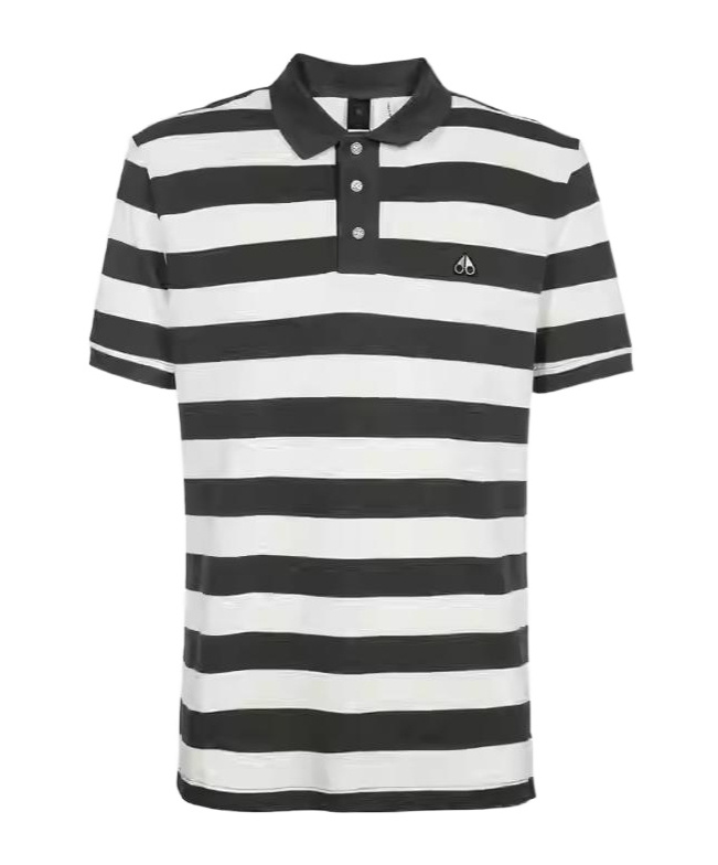 Moose Knuckles Stripe Print Polo Shirt
