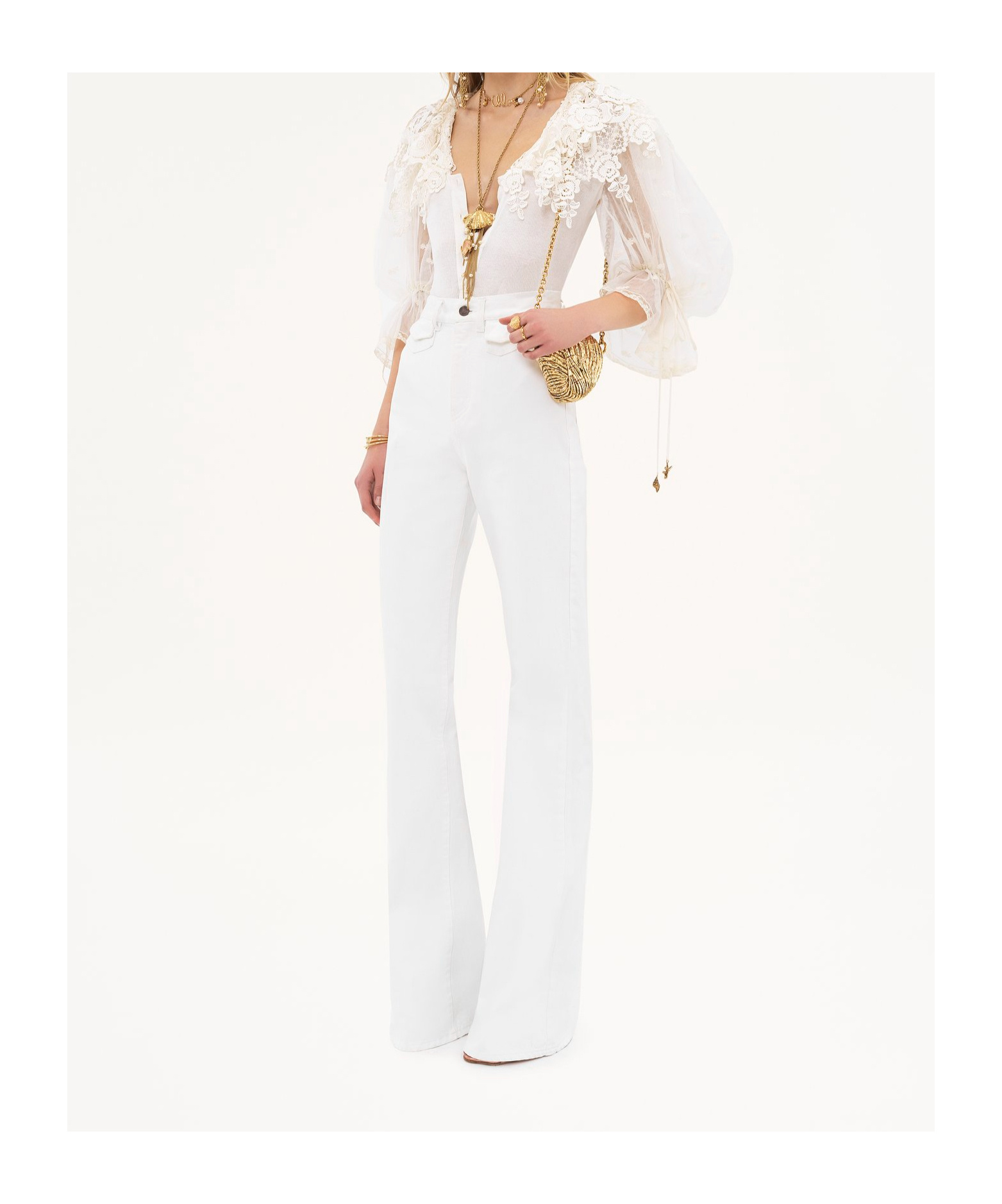 Chloé Rigid High-rise Organic Denim Flared Jeans In White