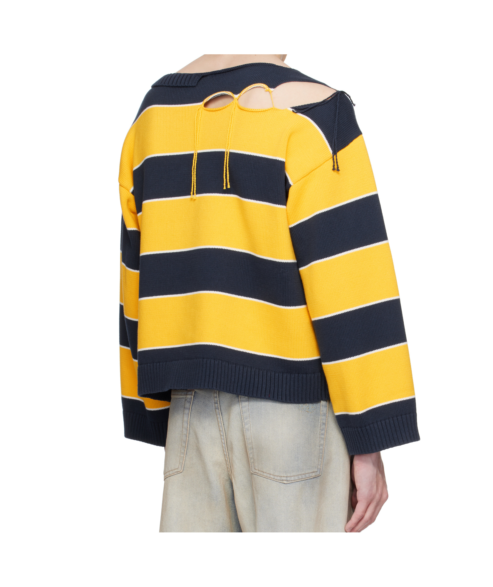 Charles Jeffrrey Loverboy Slash Stripe Sweater In Yellow, Navy Blue