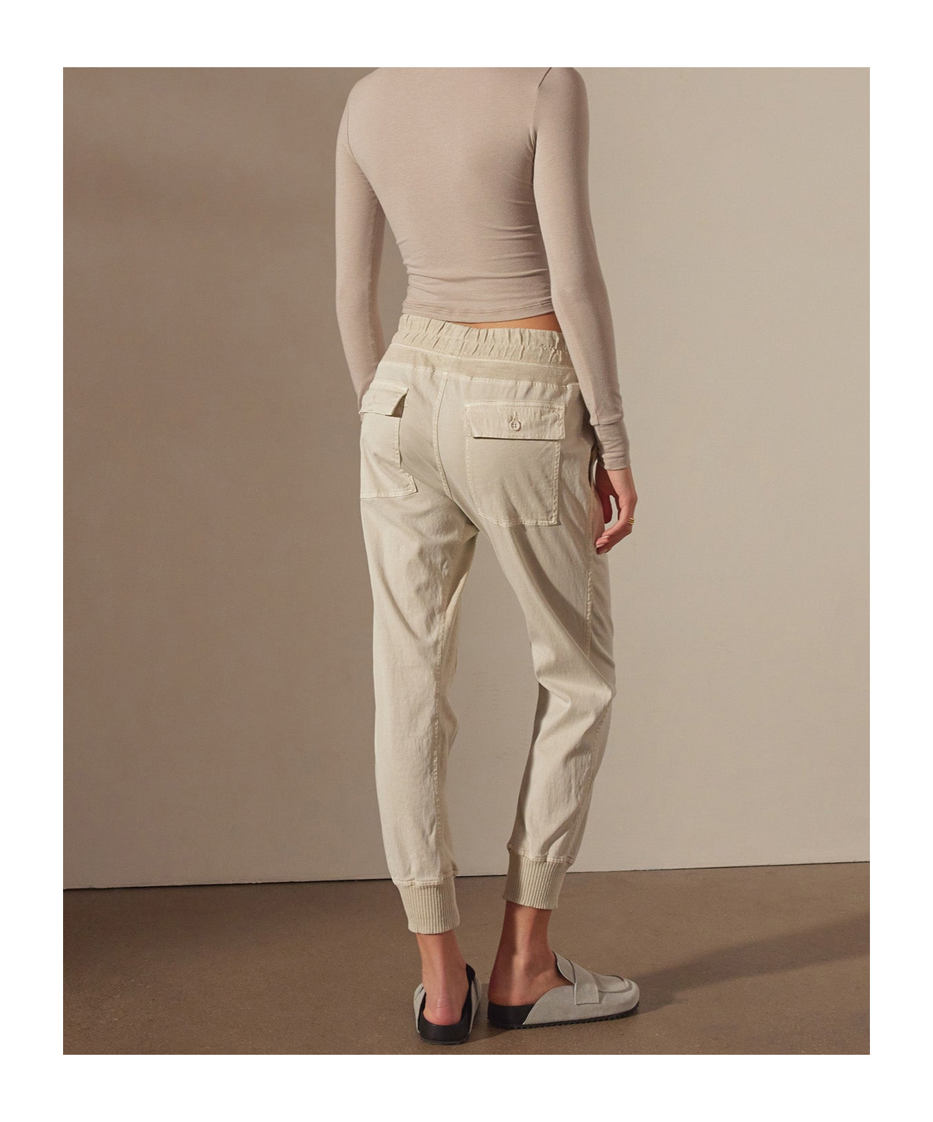 Shop James Perse Drawstring Waist Trousers In Talc
