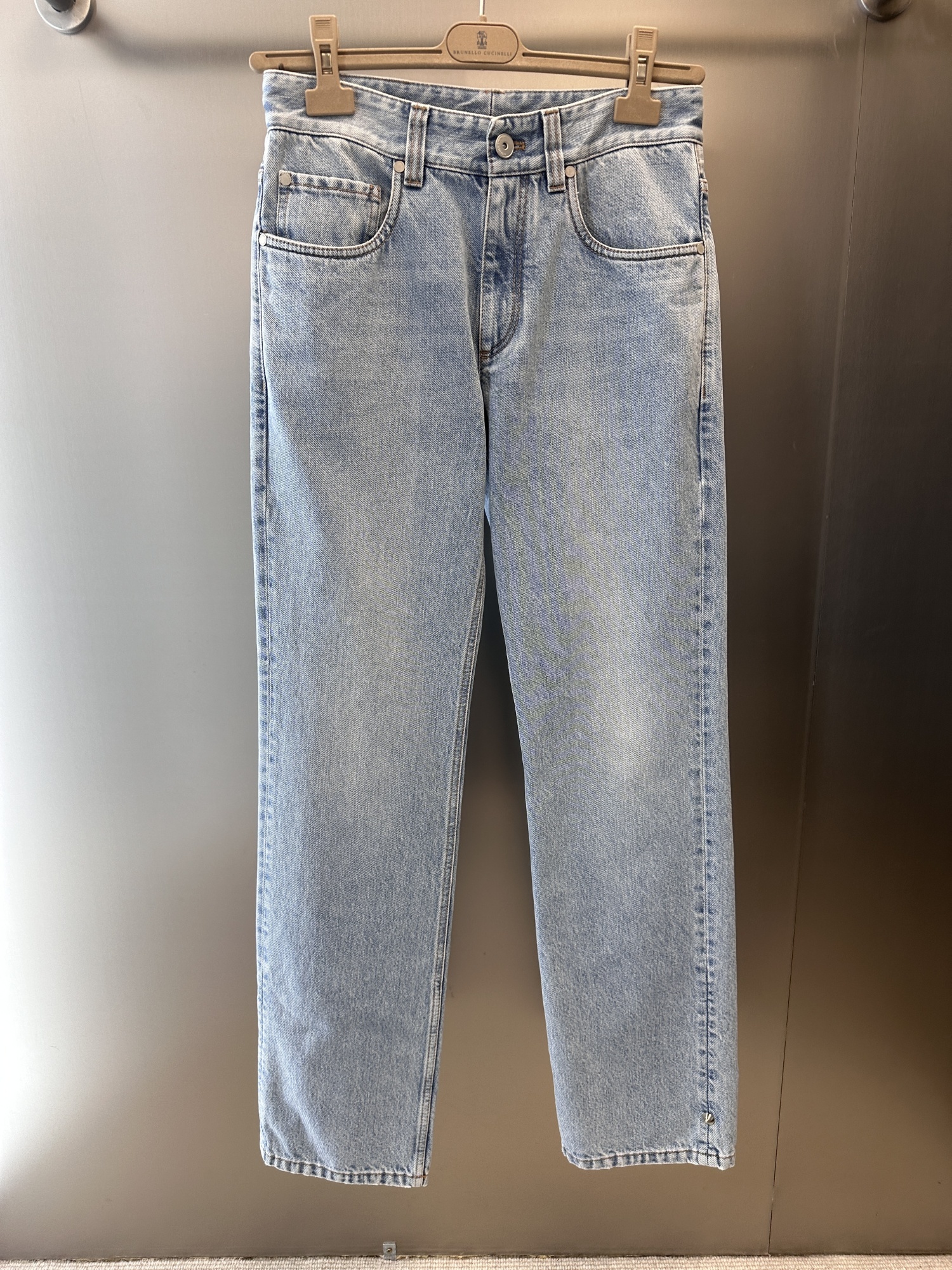 Brunello Cucinelli Belt Loop Jeans In Gray