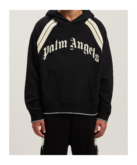 Palm Angels Logo-print Cotton Hoodie In Black