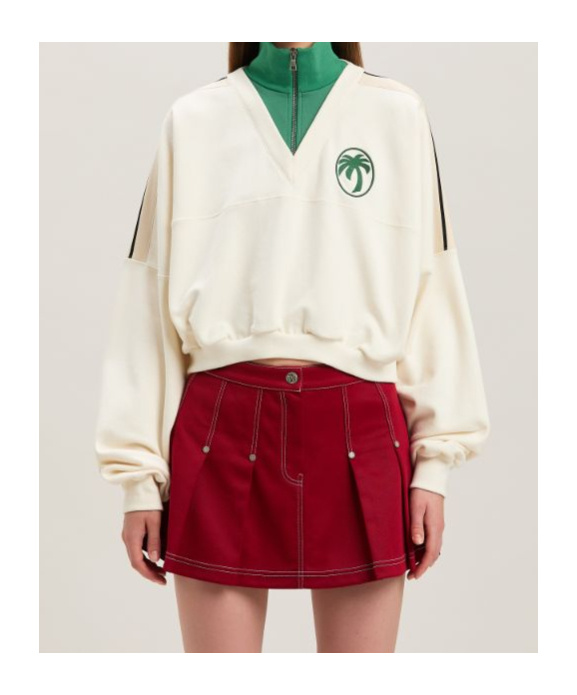 Palm Angels Off-white & Green Oval Palm Sweatshirt In White