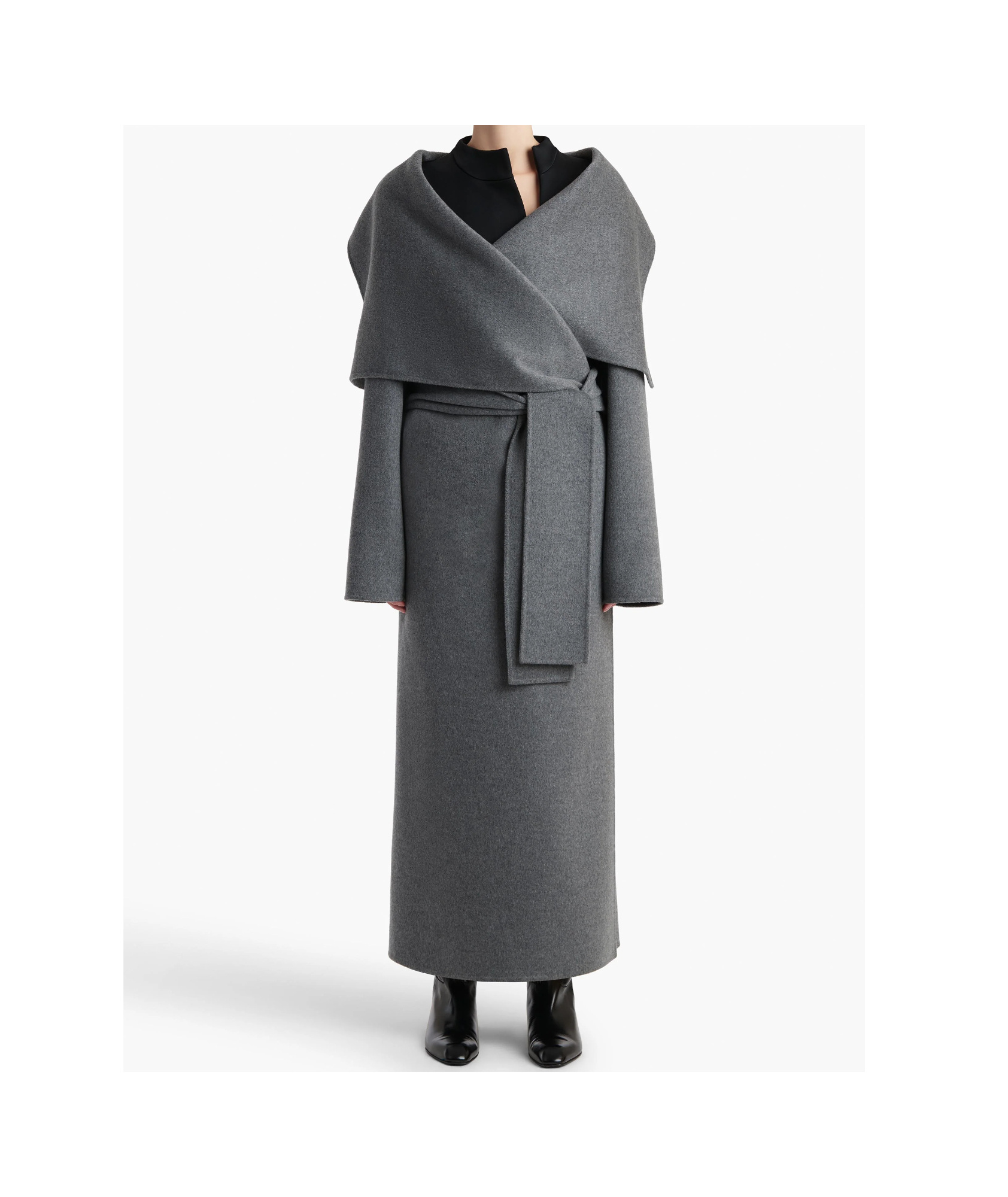 Khaite Levitt Cashmere Wrap Coat In Gray