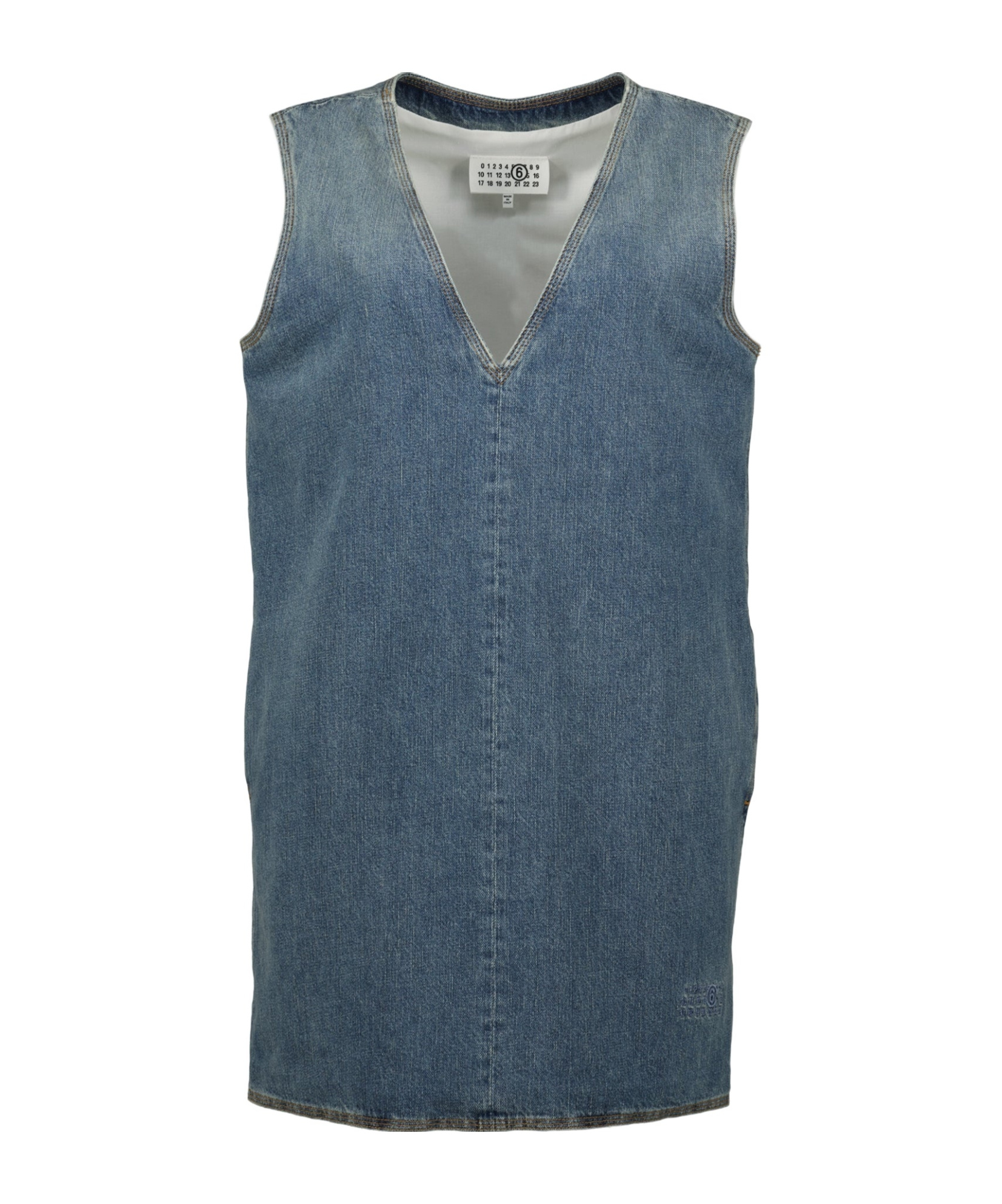 Mm6 Maison Margiela V-neck Denim Mini Dress In Blue