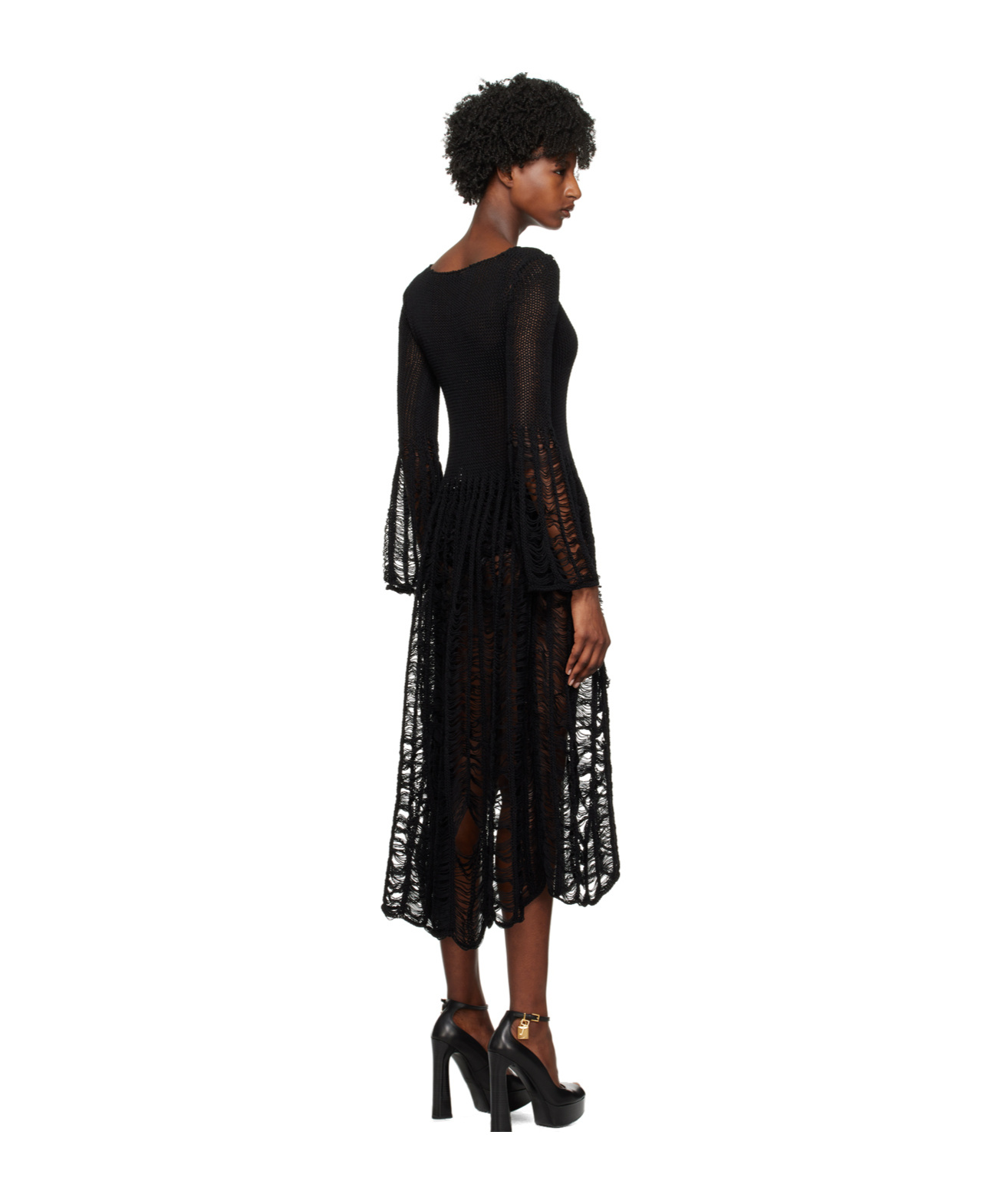 Tom Ford Large Ladder Long-sleeved Dress In Black