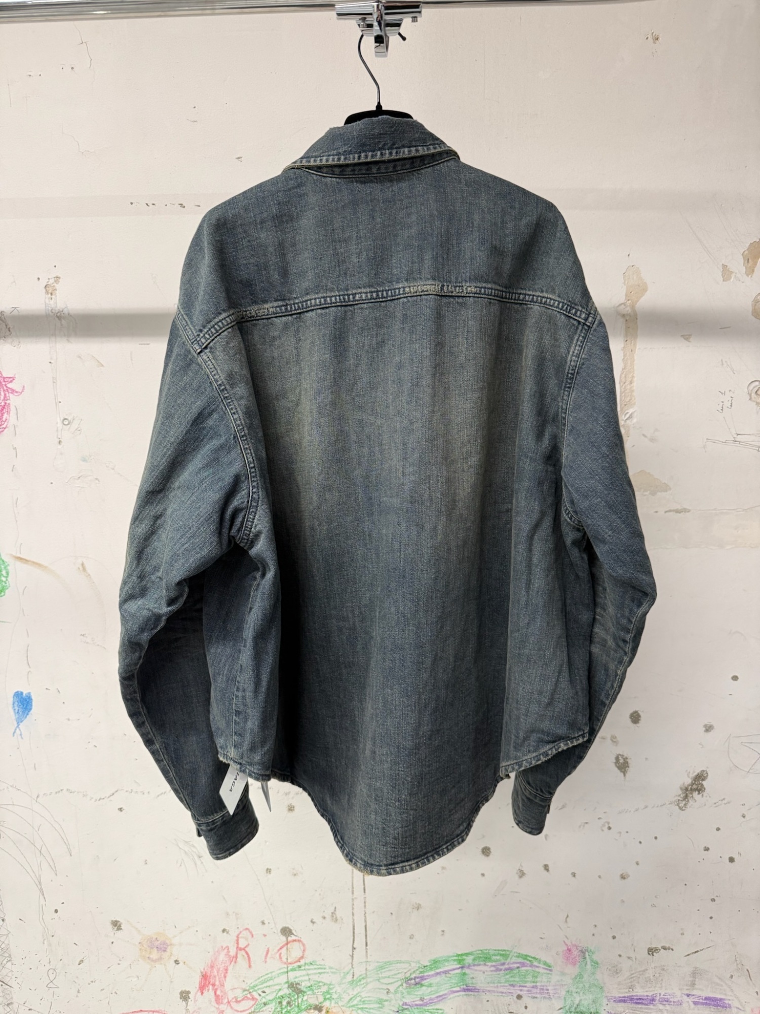 Balenciaga Denim Overshirt In Blue