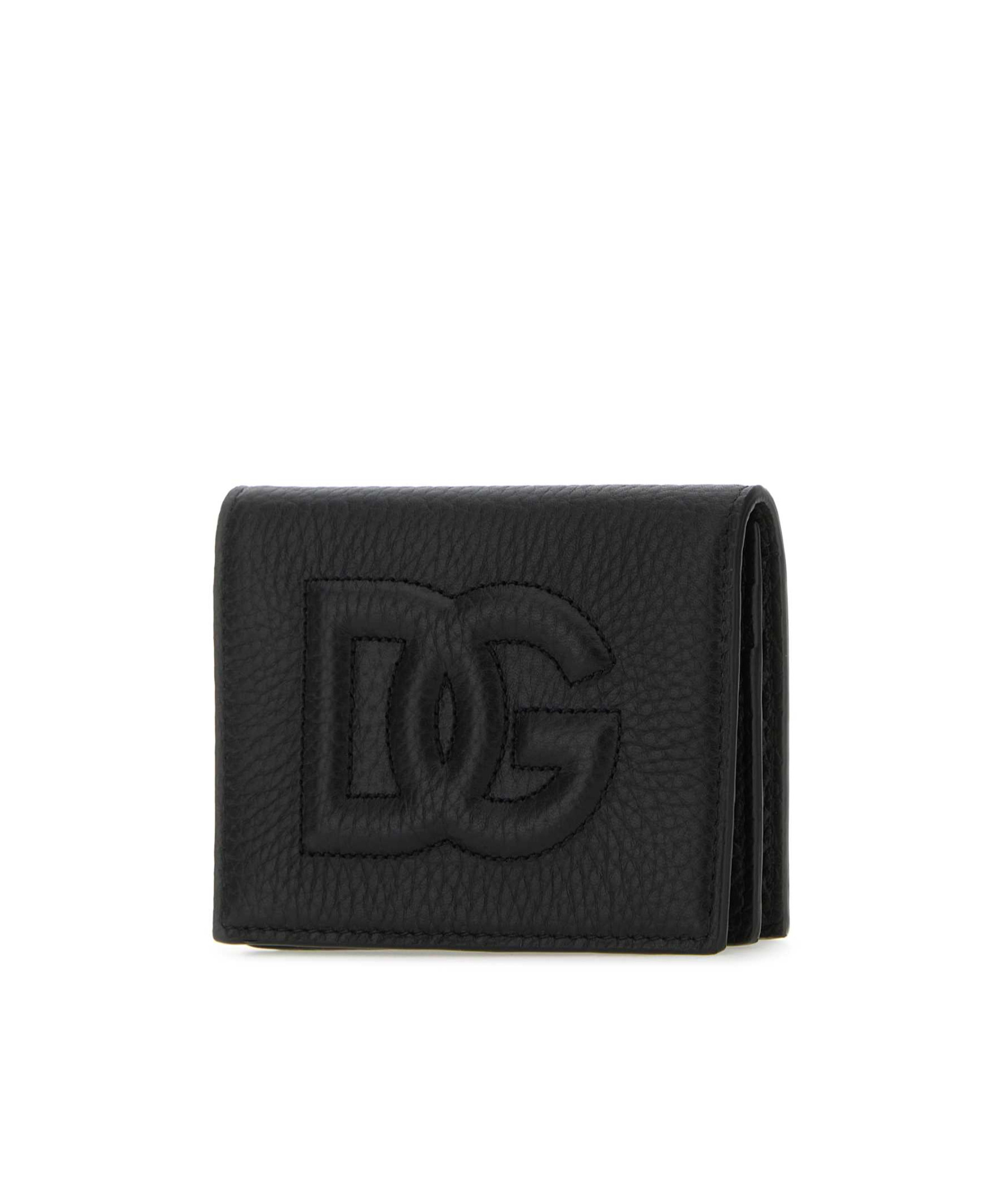 Dolce & Gabbana Dg Logo Leather Wallet In Black