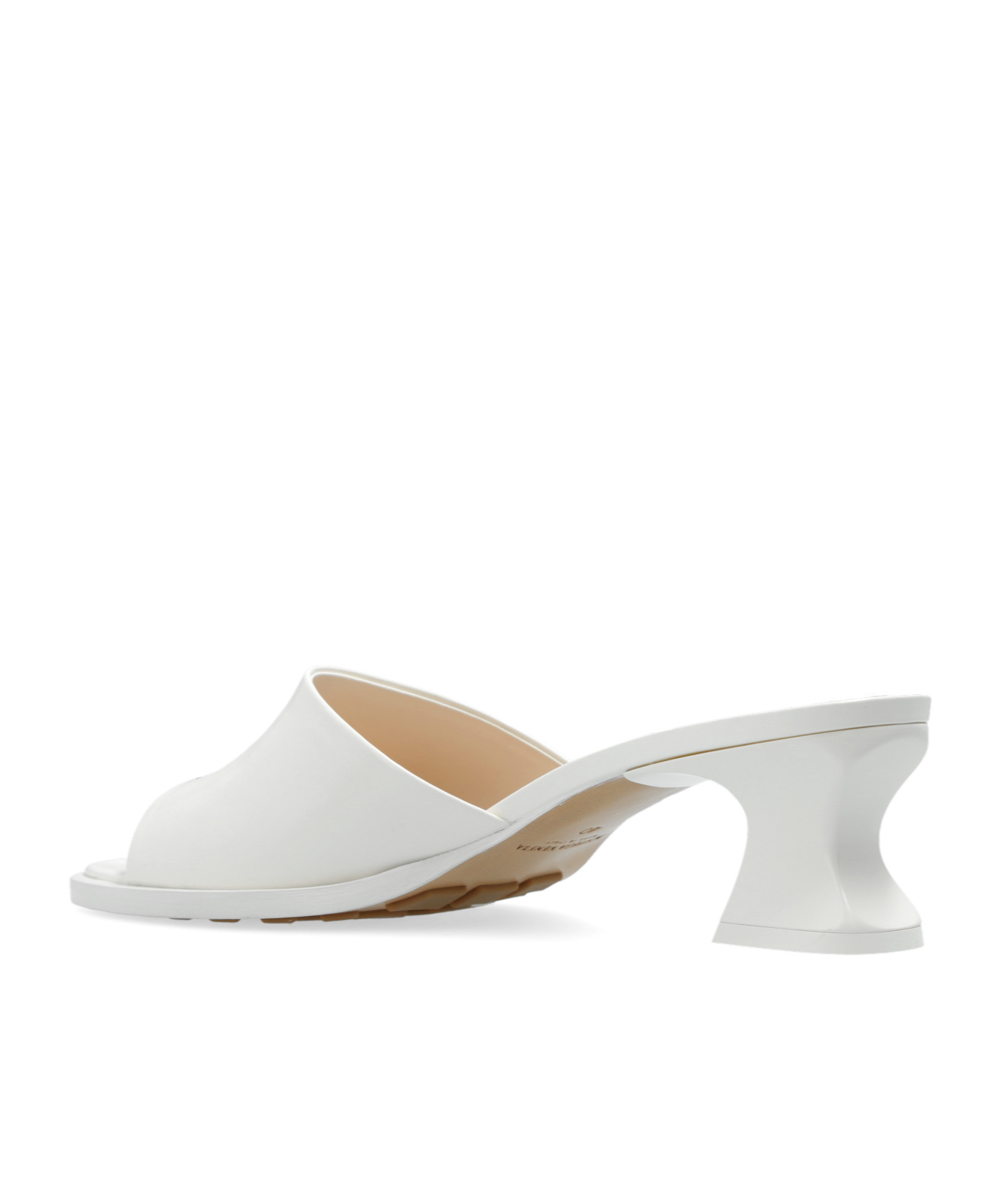 Bottega Veneta Womens White Cha Cha Patent-leather Heeled Mules In White