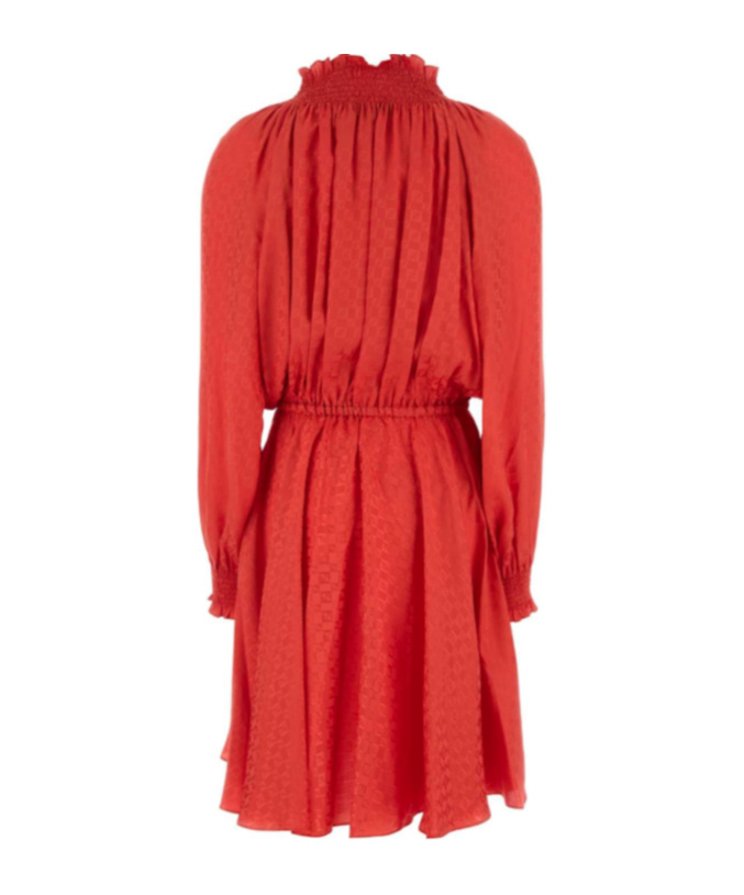 Fendi Mini Silk Dress Elastic Waistband In Pink