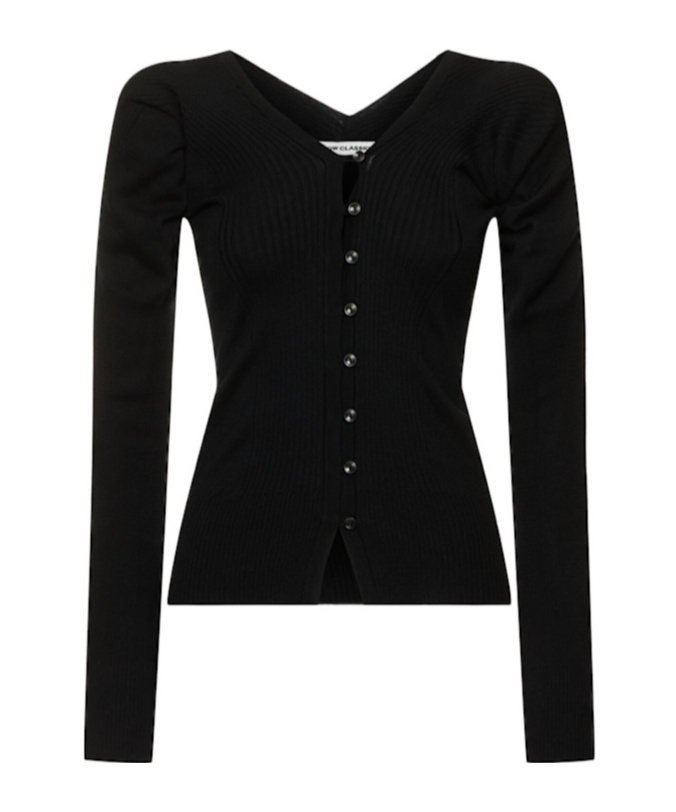 Low Classic V-neck Knit Wool Cardigan In Black