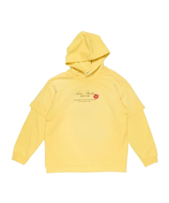Acne Studios Logo Print Hoodie In Yellow