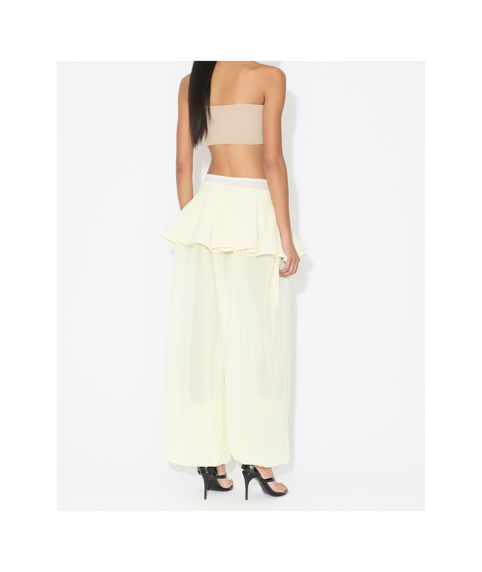 Alaïa Knitted Ruffled Casual Pants In White
