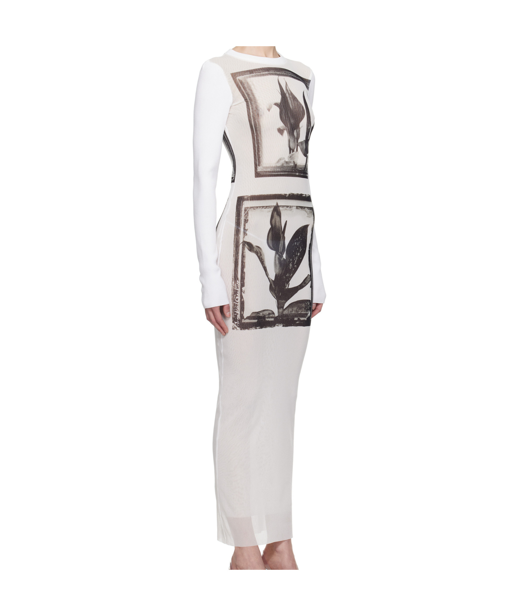 Jean Paul Gaultier Round Neck Long Dress In White
