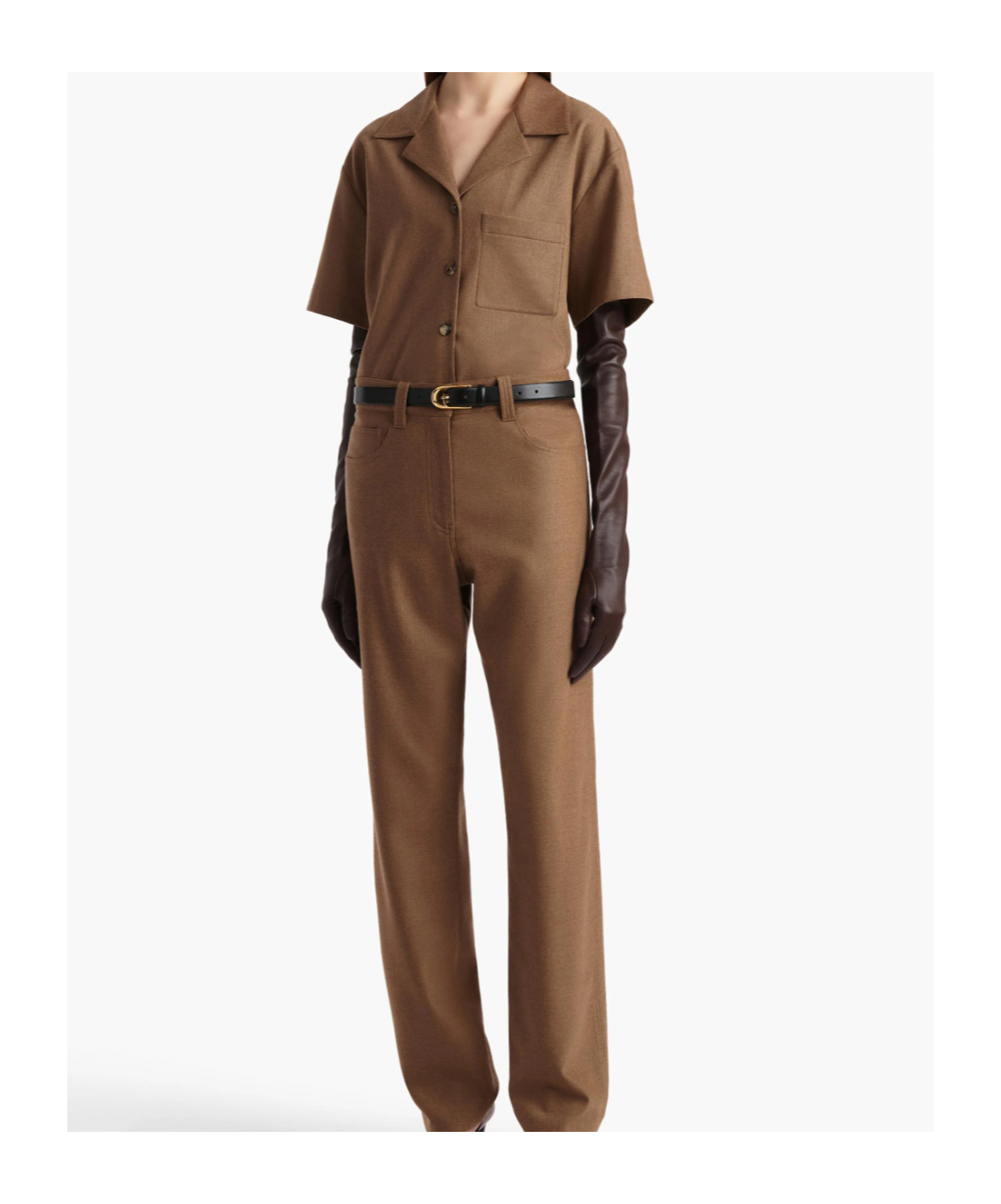 Khaite Short-sleeve Pocket Shirt In Brown