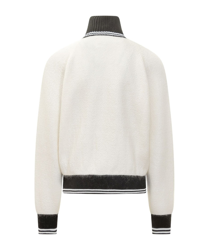Jil Sander Hn Ls Zip Up Jkt Knitwear In White Wool In White