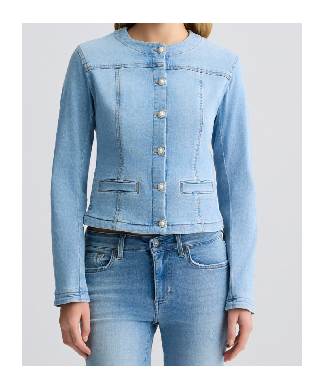 Shop Liu •jo Liu Jo Button-up Denim Jacket In Blue