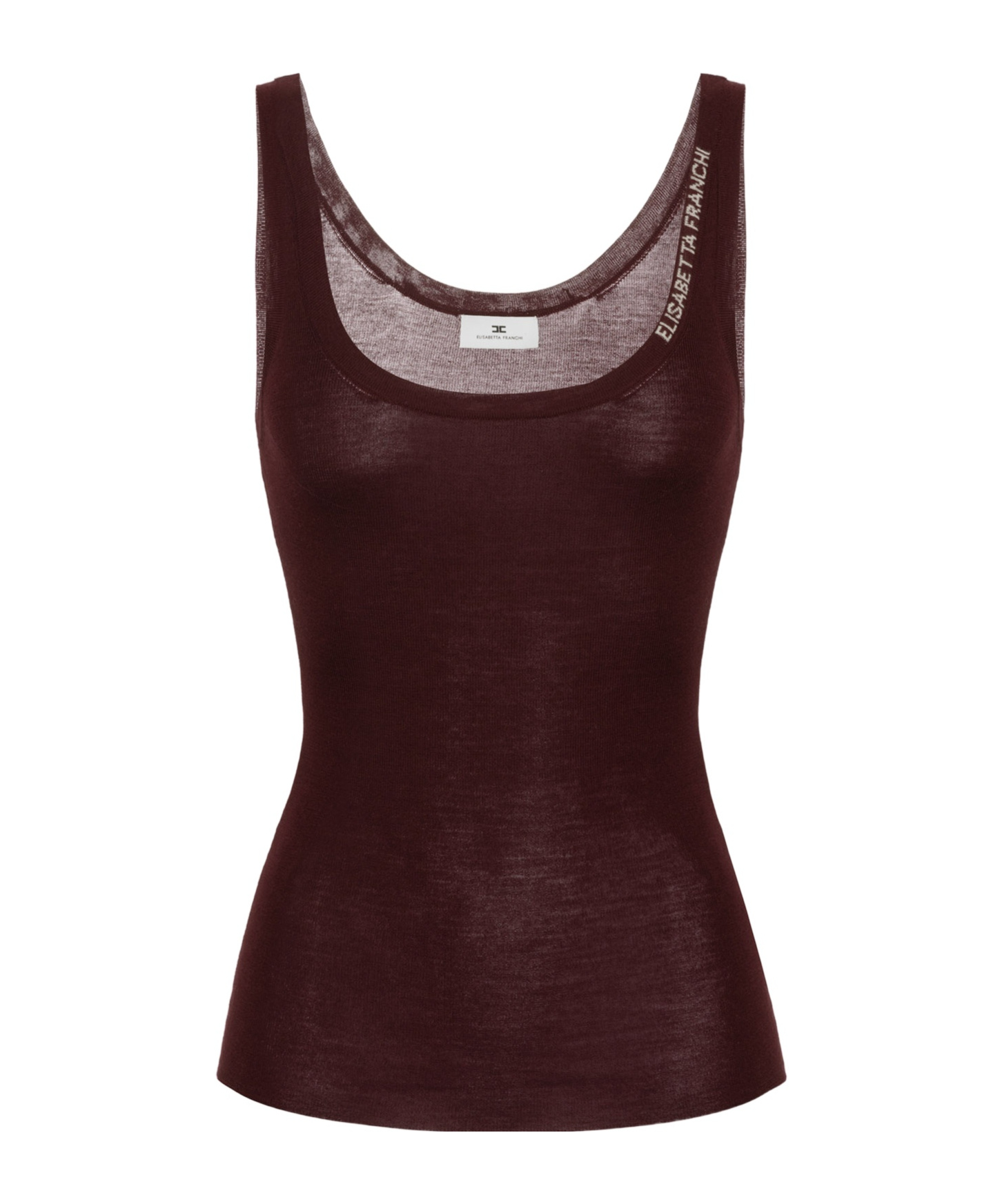 Elisabetta Franchi Jacquard Logo Knitted Top In Brown