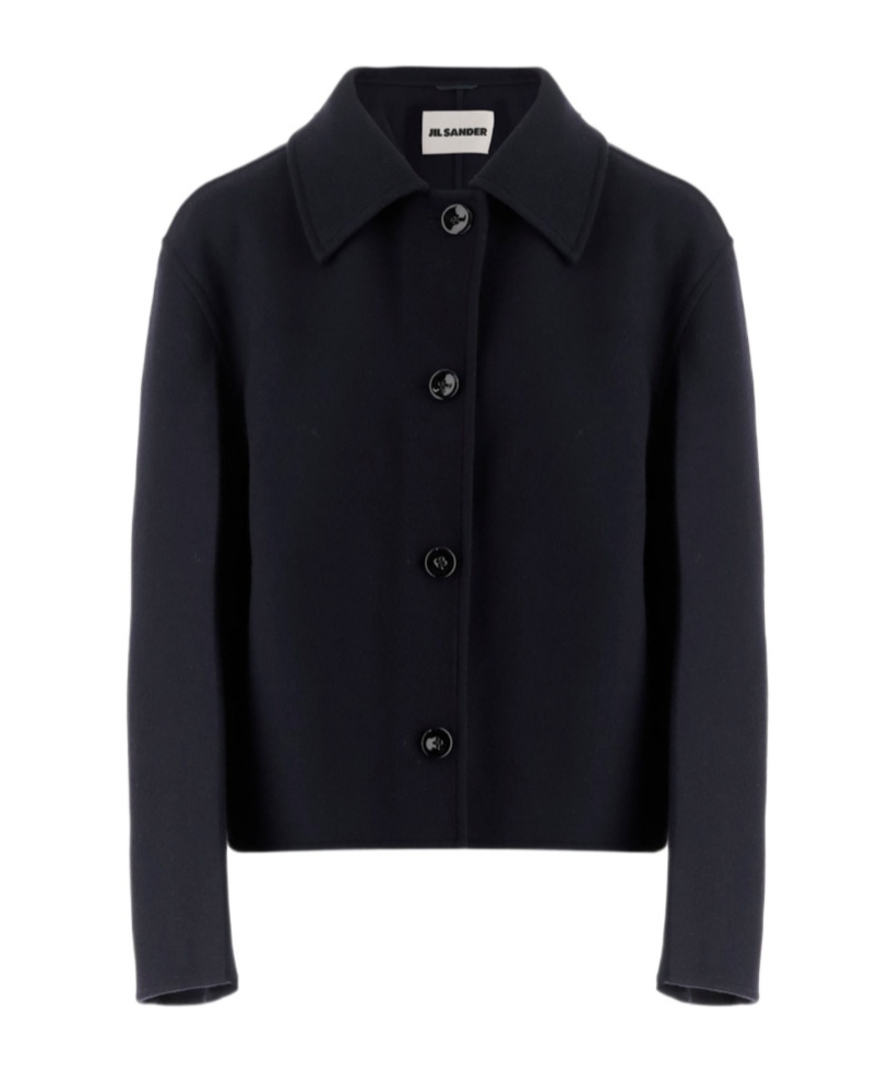 Jil Sander Wool Blazer With Collared Neck And Long Sleeves In Black