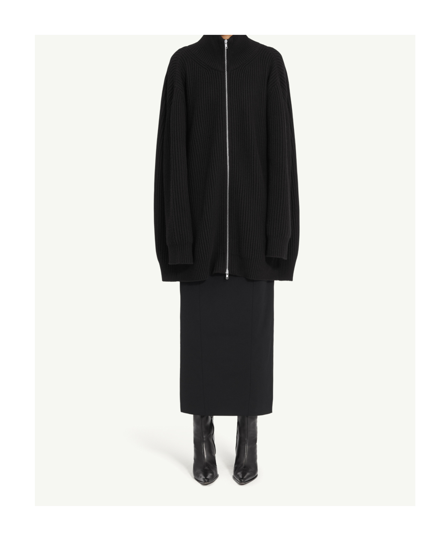 Mm6 Maison Margiela Zip-front Ribbed Jacket In Black