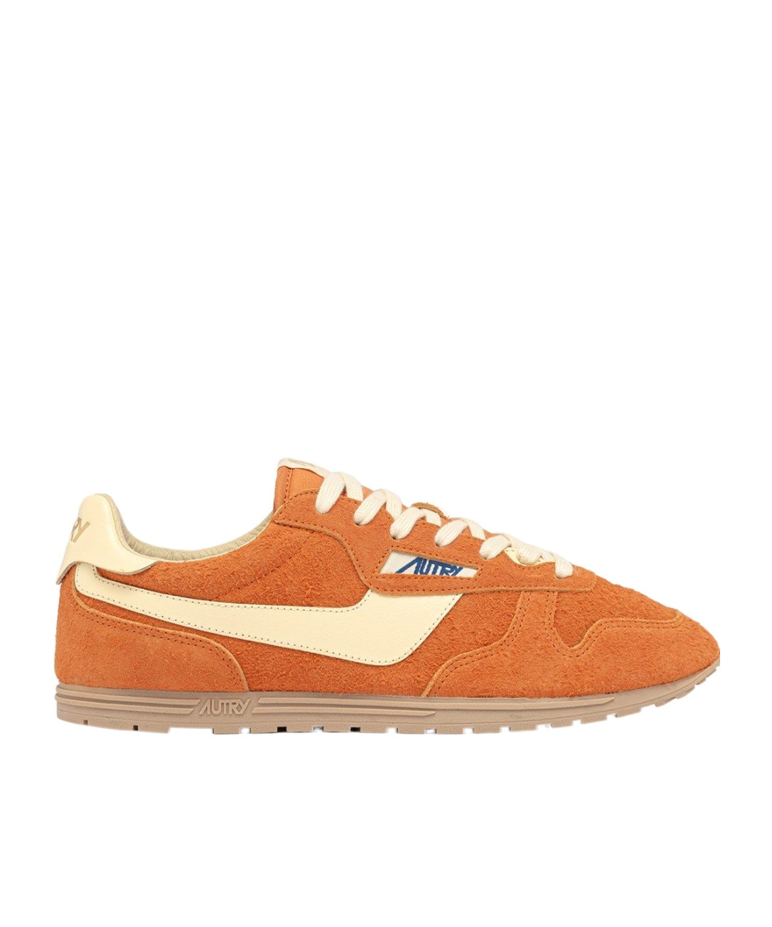 Autry Low Top Suede Sneakers With Contrast Sole In Brown