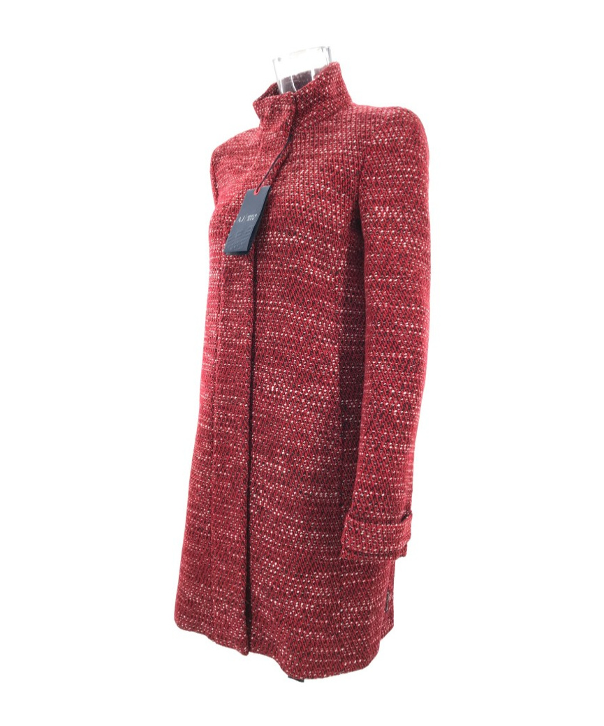 Armani Jeans High-necked Long-sleeved Coat In Red