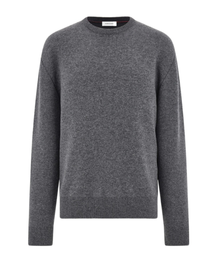 Ferragamo Cashmere Blend Pullover In Gray