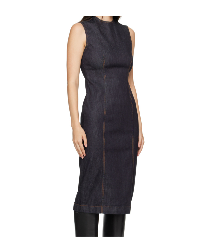 Acne Studios Round-neck Denim Dress In Black