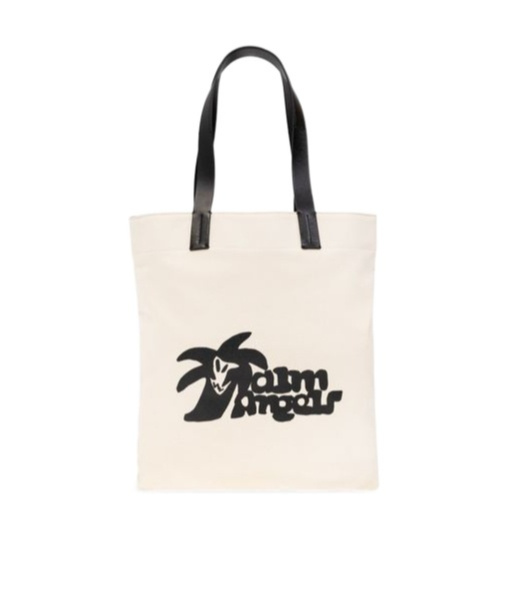 Palm Angels Logo Printed Tote Bag In White