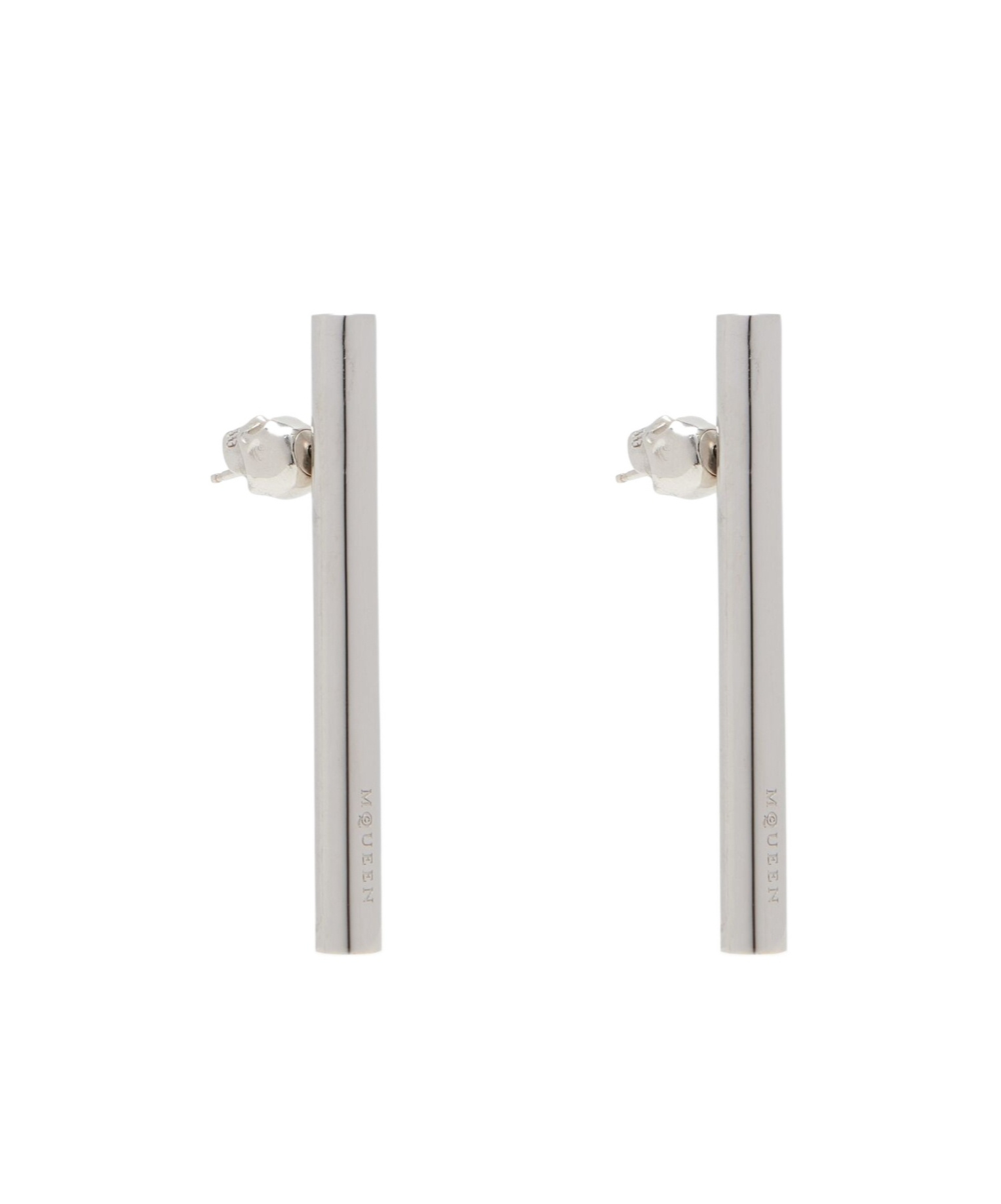 Alexander Mcqueen Mcqueen Crossbar Linear Drop Earrings In Gray