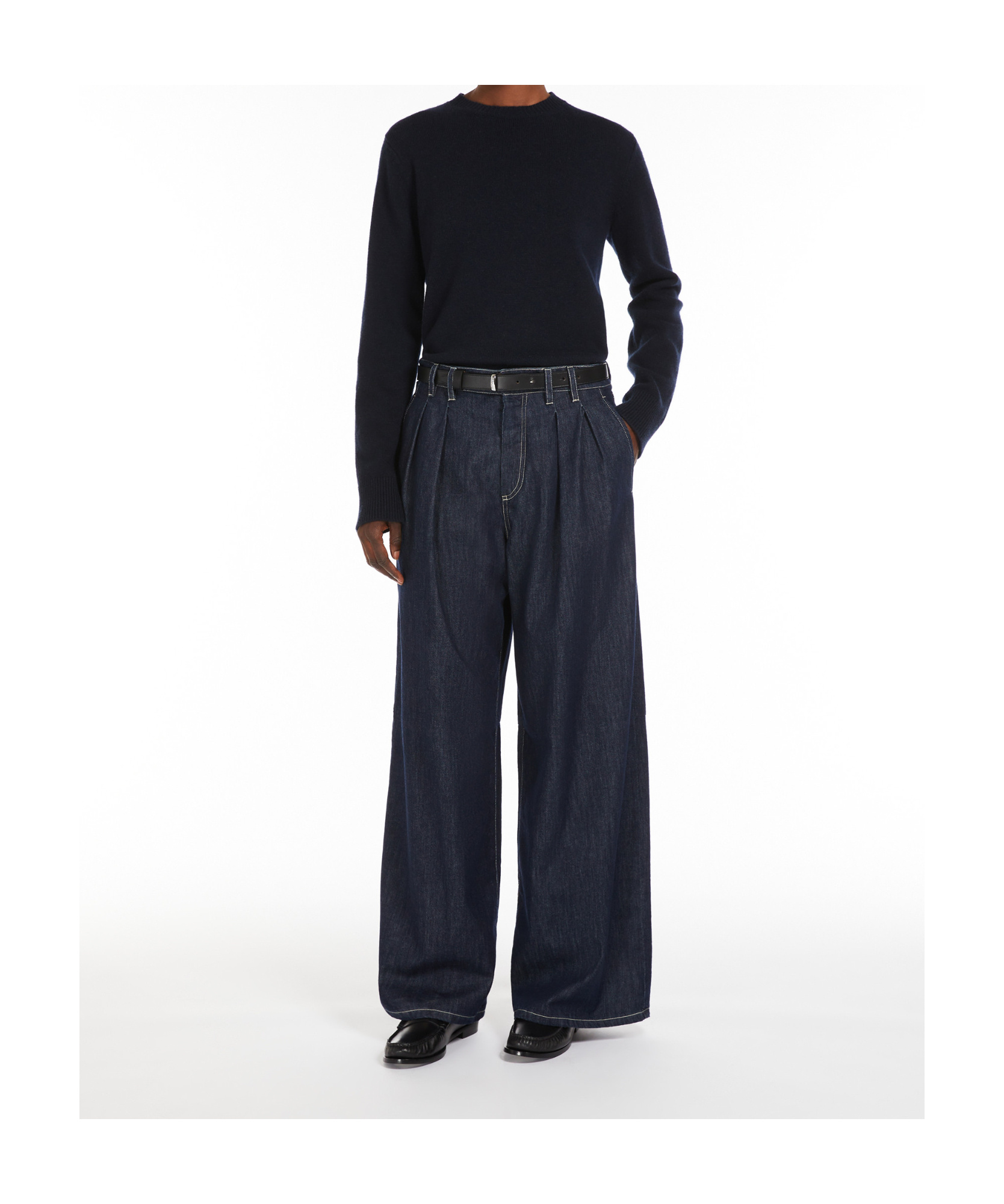 Max Mara Women's Centro Long Trouser Navy | Size 46 | 2411131161600001 In Black