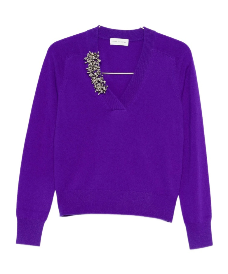 Dries Van Noten V-neck Sweater In Purple